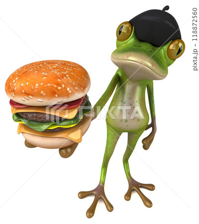 Fun french frog - 3D Illustration 118872560
