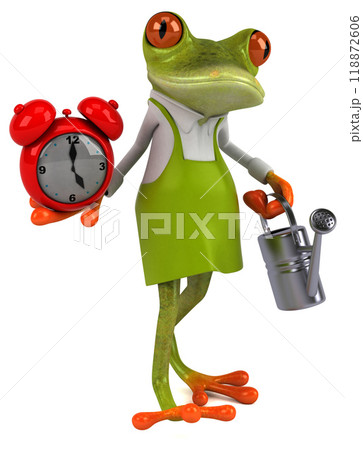 Fun frog gardener - 3D Illustration 118872606