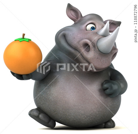 Fun rhinoceros - 3D Illustration Fun rhinoceros - 3D Illustration 118872796