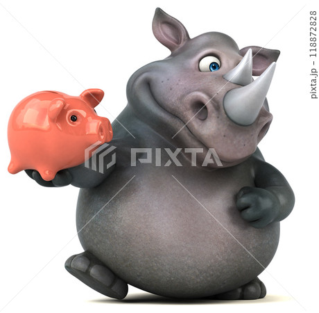 Fun rhinoceros - 3D Illustration Fun rhinoceros - 3D Illustration 118872828