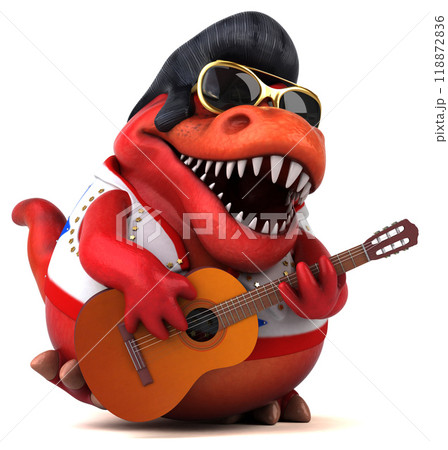 Fun 3D cartoon illustration of a Trex rocker 118872836