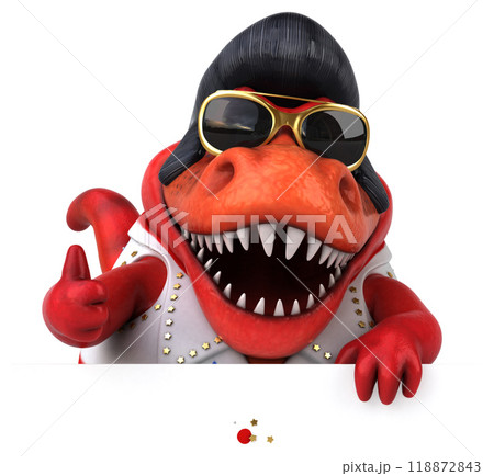 Fun 3D cartoon illustration of a Trex rocker Fun 3D cartoon illustration of a Trex rocker 118872843