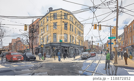 ペンシルベニア州のとある町の風景 118872852