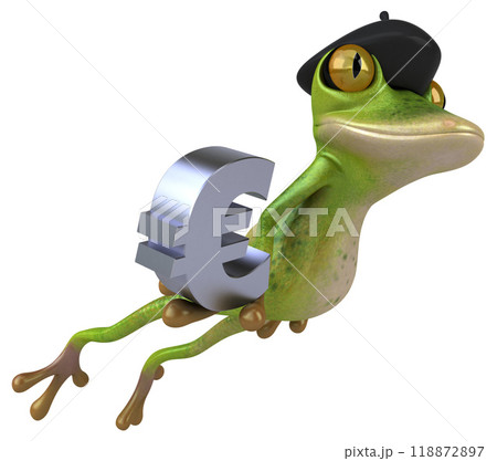 Fun french frog - 3D Illustration 118872897