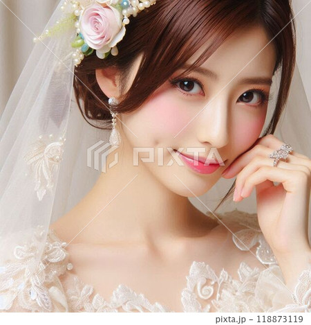 ウェディングドレスを着こなす女性 ウェディングドレスを着こなす女性 118873119