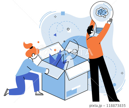 Thought process vector illustration. Creative thinking leads to innovative problem-solving, bridging ideas The mind navigates through confusion ideas with strategic thinking Effective management 118873835