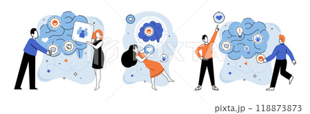 Thought process vector illustration. Effective management guides thought process to success Contemplation is bridge between confusion and clarity Brainstorming sessions illuminate path to creative 118873873