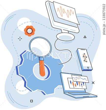 Technical analysis. Vector illustration. Money plays pivotal role in economy, and its management requires deep understanding financial principles Developing sound investment strategy involves 118873922