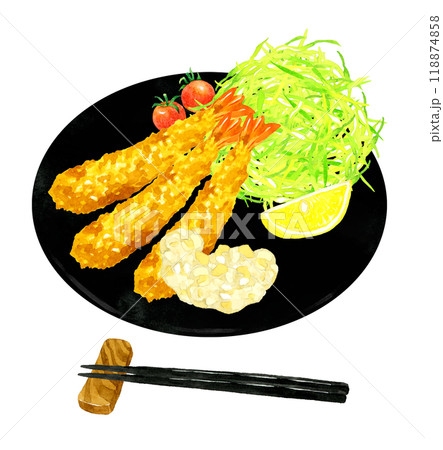 エビフライ定食 料理・食べ物の手描き水彩イラスト素材 エビフライ定食 料理・食べ物の手描き水彩イラスト素材 118874858