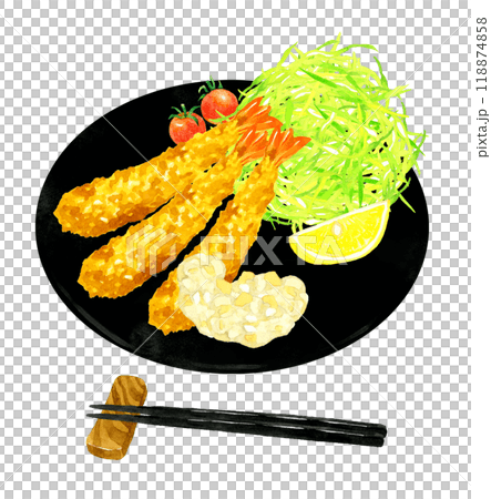 炸蝦套餐 烹飪食物手繪水彩插畫素材 炸蝦套餐 烹飪食物手繪水彩插畫素材 118874858