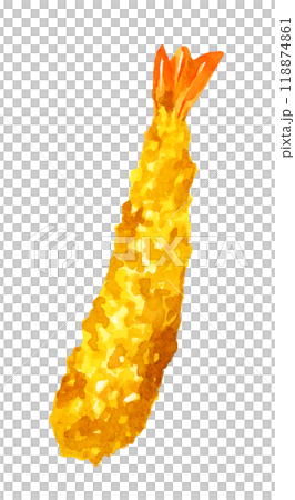 Fried shrimp - Hand-drawn watercolor illustration of food 118874861