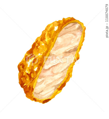 とんかつ1切れ　料理・食べ物の手描き水彩イラスト素材 118874879