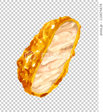 とんかつ1切れ　料理・食べ物の手描き水彩イラスト素材 118874879