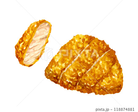 とんかつ　料理・食べ物の手描き水彩イラスト素材 118874881