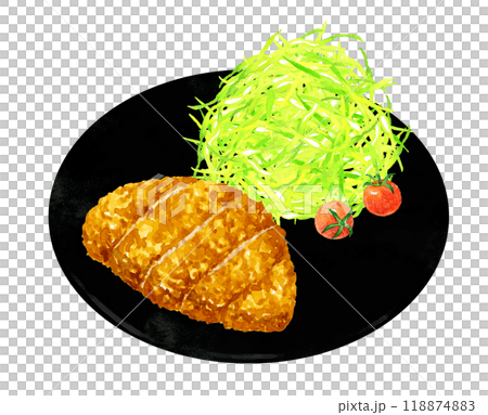 炸豬排套餐 烹飪與食物手繪水彩插畫素材 118874883