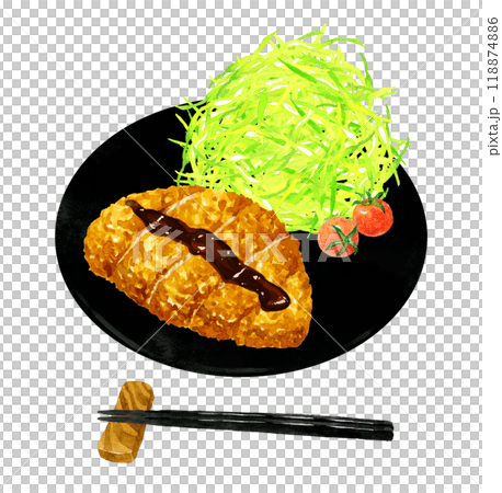 炸豬排套餐 烹飪與食物手繪水彩插畫素材 118874886