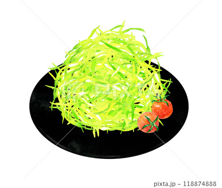 キャベツの千切りとプチトマト 料理・食べ物の手描き水彩イラスト素材 キャベツの千切りとプチトマト 料理・食べ物の手描き水彩イラスト素材 118874888