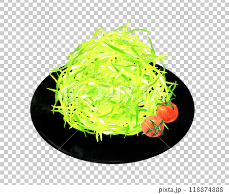 キャベツの千切りとプチトマト 料理・食べ物の手描き水彩イラスト素材 キャベツの千切りとプチトマト 料理・食べ物の手描き水彩イラスト素材 118874888