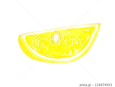 くし切りのレモン　フルーツの手描き水彩イラスト素材 118874933