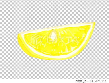 くし切りのレモン　フルーツの手描き水彩イラスト素材 118874933