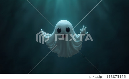 Cute ghost in the night forest, Halloween party, dark and moonlight 118875126