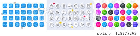 Qr code, Contactless payment and Heart line icons. Square, Gradient, Pin 3d buttons. AI, QA and map pin icons. Pack of Time management, 360 degrees, Marketplace icon. Vector 118875265
