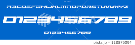 Geometric wide bold font, sharp angular numbers...のイラスト素材 [118876094 ...