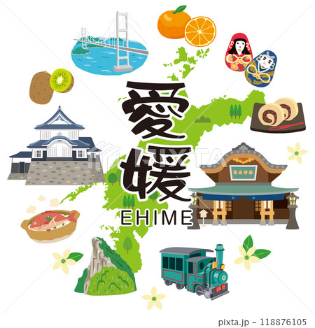 愛媛県　旅行　観光名所　名産品　素材 118876105