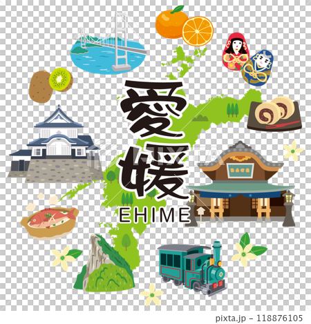 愛媛県　旅行　観光名所　名産品　素材 118876105