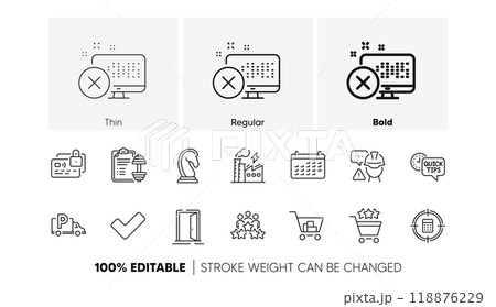 Open door, Internet shopping and Quick tips line icons. Pack of Builder warning, Calculator target, Card icon. Reject access, Dumbbell, Calendar pictogram. Shopping rating. Line icons. Vector Open door, Internet shopping and Quick tips line icons. Pack of Builder warning, Calculator target, Card icon. Reject access, Dumbbell, Calendar pictogram. Shopping rating. Line icons. Vector 118876229