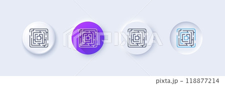 Maze line icon. Neumorphic, Purple gradient, 3d pin buttons. Labyrinth game sign. Find exit way symbol. Line icons. Neumorphic buttons with outline signs. Vector Maze line icon. Neumorphic, Purple gradient, 3d pin buttons. Labyrinth game sign. Find exit way symbol. Line icons. Neumorphic buttons with outline signs. Vector 118877214