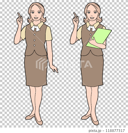10-3 Office lady explaining 118877317