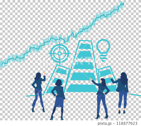 Illustration of a businesswoman thinking about business strategies 118877623