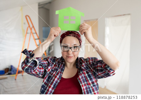 A Woman Engaged in Exciting Home Renovation Projects Using Innovative and Creative Ideas A Woman Engaged in Exciting Home Renovation Projects Using Innovative and Creative Ideas 118878253