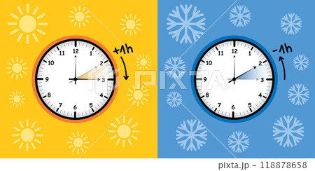 summer time and winter time concept with clock vector illustration 118878658