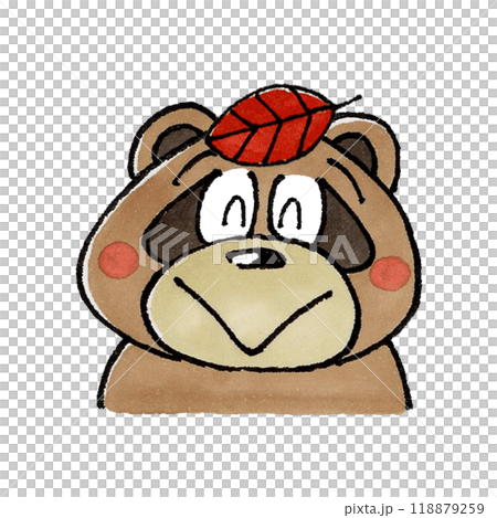 Happy raccoon character with a leaf on his head Happy raccoon character with a leaf on his head 118879259