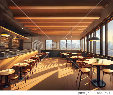 テーブルのあるカフェのイメージ素材 テーブルのあるカフェのイメージ素材 118880691