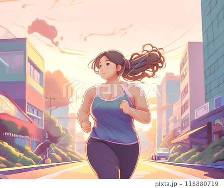 ランニングする女性のイメージ素材 118880719