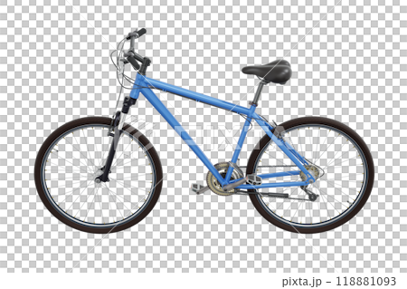 Blue bicycle, side view isolated on white background, 3D illustration Blue bicycle, side view isolated on white background, 3D illustration 118881093