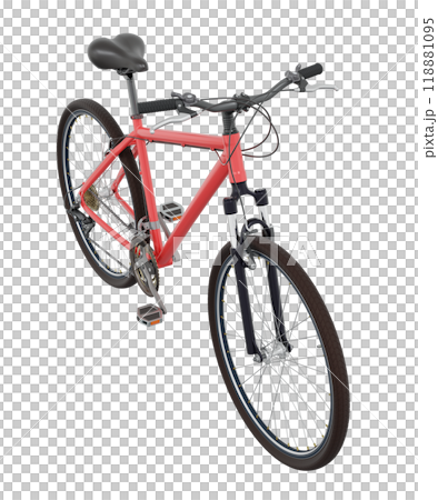 Red bicycle, side top view isolated on white background, 3D illustration Red bicycle, side top view isolated on white background, 3D illustration 118881095