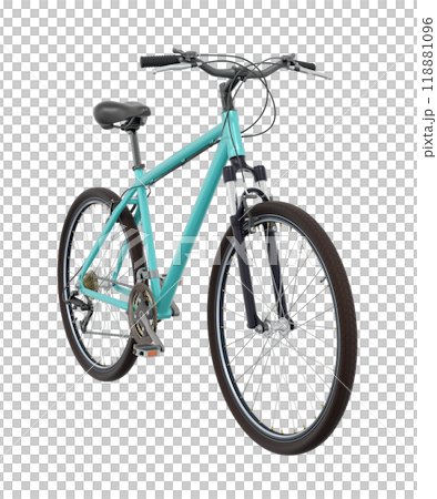 Blue teal bicycle, front side view isolated on white background, 3D illustration 118881096