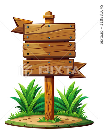 Vintage wooden signboard isolated. Sign frame element, with wood texture 118881645