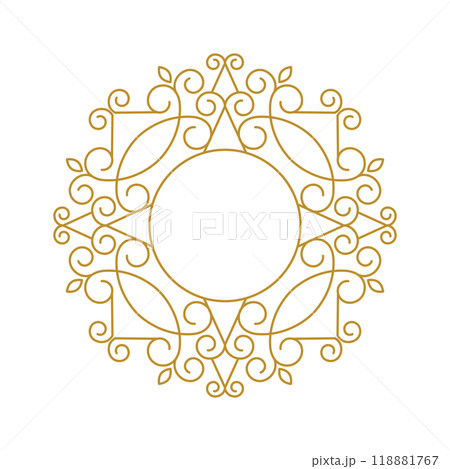 Elegant luxury vintage gold floral frame on white background 118881767