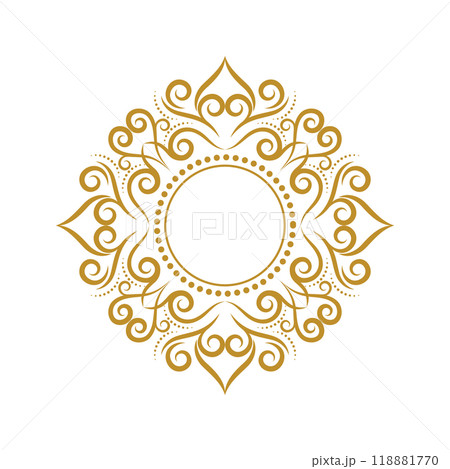 Elegant luxury vintage gold floral frame on white background 118881770