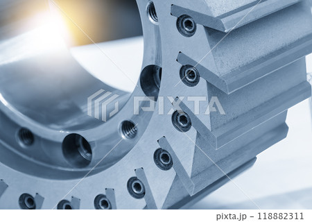 Close up scene the slab mill cutter in the light blue scene. Close up scene the slab mill cutter in the light blue scene. 118882311