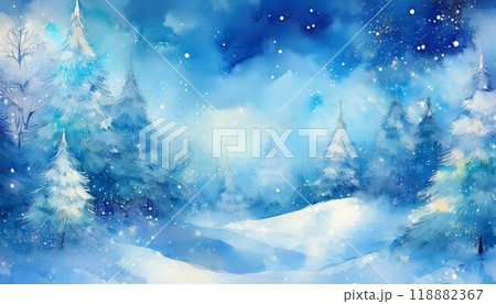 雪景色が広がる幻想的な冬の風景1のイラスト素材 [118882367] - PIXTA