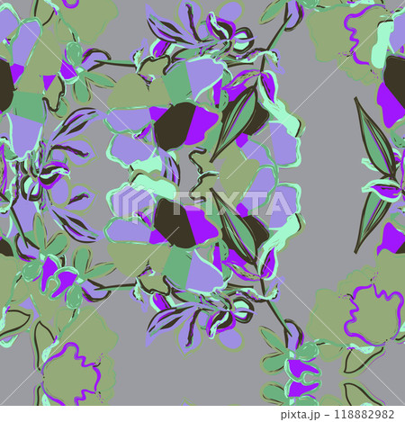 Floral brush strokes seamless pattern design for fashion textiles, graphics, backgrounds and crafts 118882982