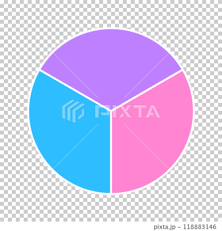 簡單的圓分為三個相等的部分-具有三種類型和類別的簡單設計材料 簡單的圓分為三個相等的部分-具有三種類型和類別的簡單設計材料 118883146