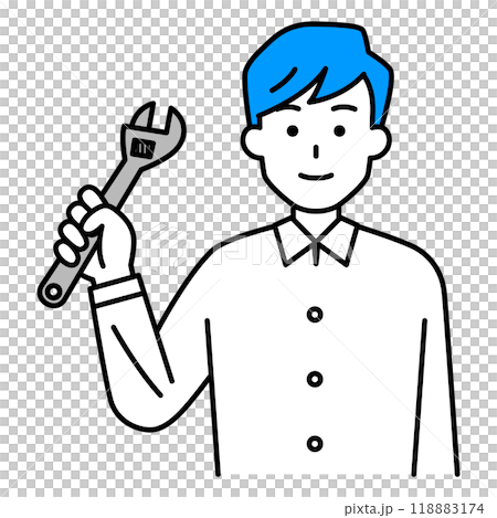 有活動扳手的休閒男人 118883174