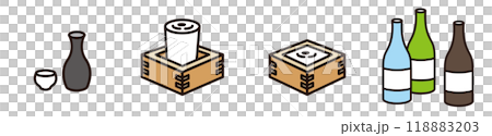 日本清酒的插圖。日本文化向量圖示。簡單的設計。 日本清酒的插圖。日本文化向量圖示。簡單的設計。 118883203